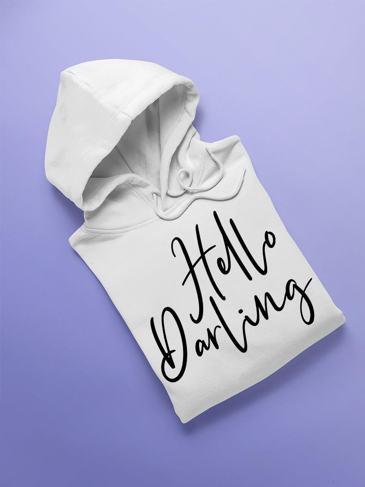 a white sweatshirt with black text on it