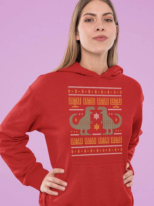 Christmas Dinosaurs Hoodie -SmartPrintsInk Designs