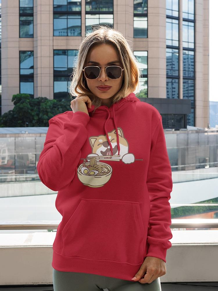 a woman wearing sunglasses and a red hoodie