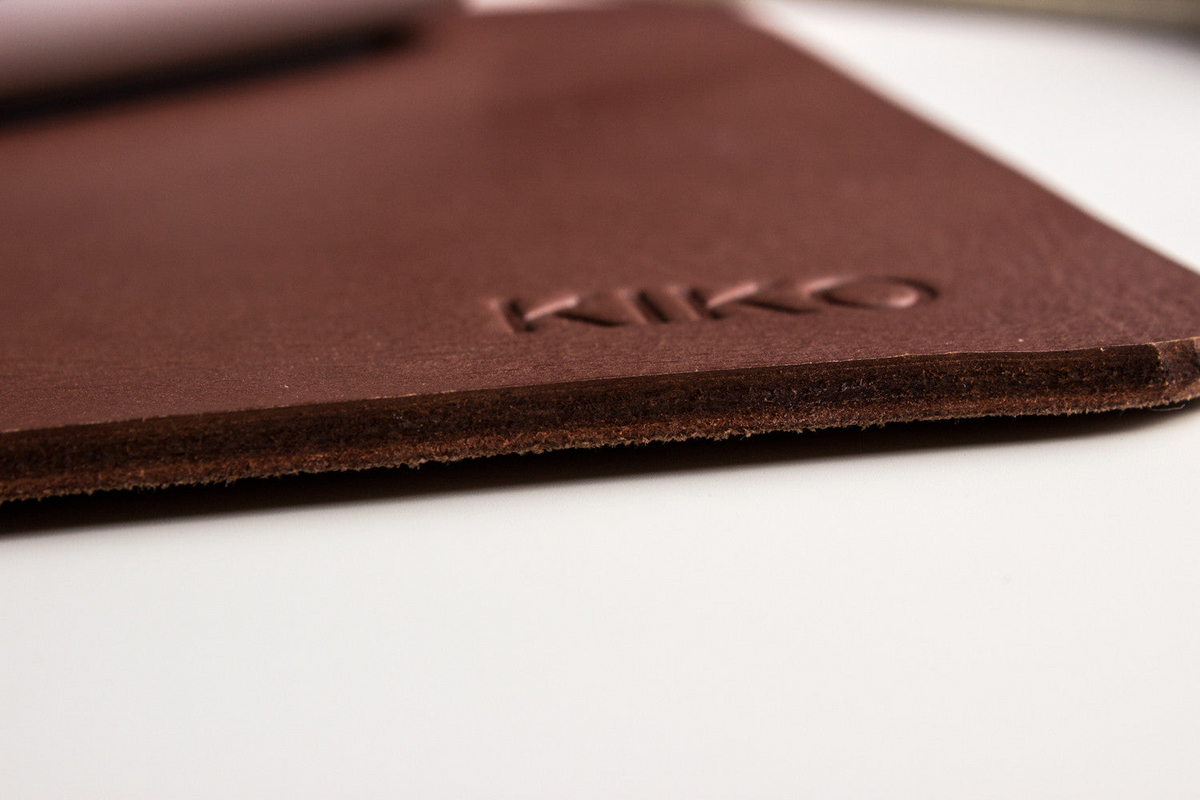 a close up of a leather cover
