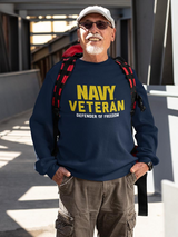 Navy Veteran Freedom Defender Sweatshirt Men's -Navy Designs