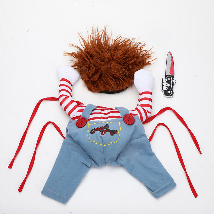a doll with a knife on its head