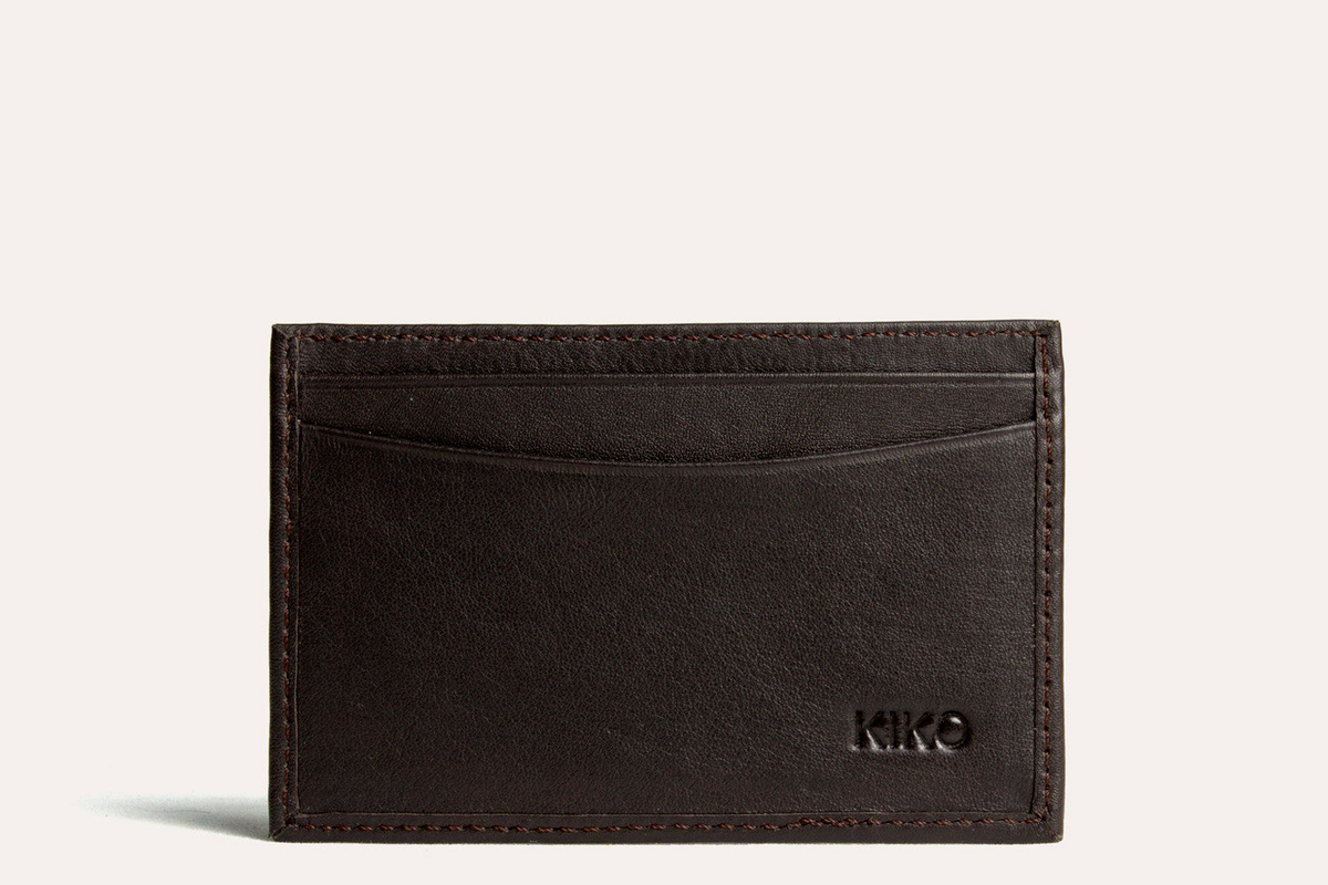 a black leather card holder