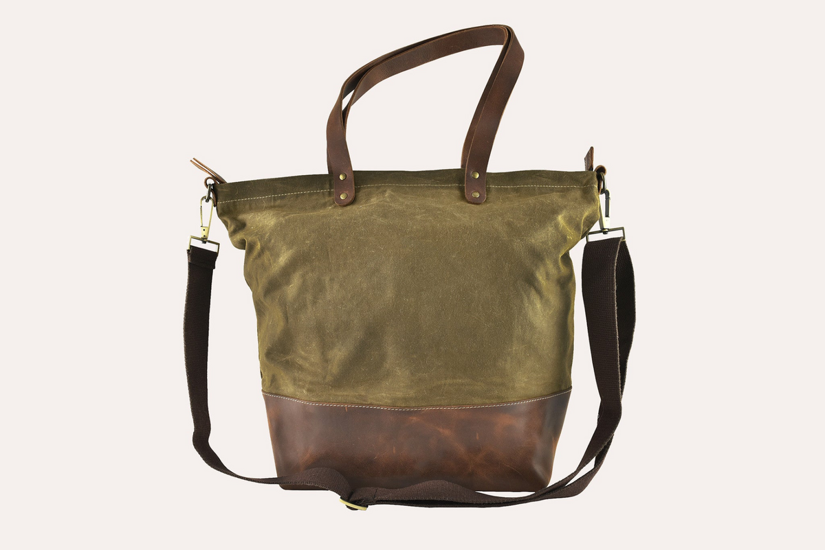 a green and brown bag