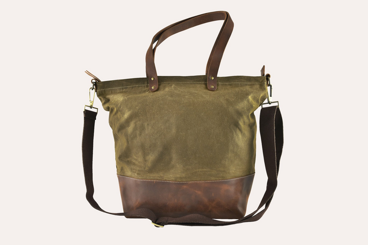 a green and brown bag