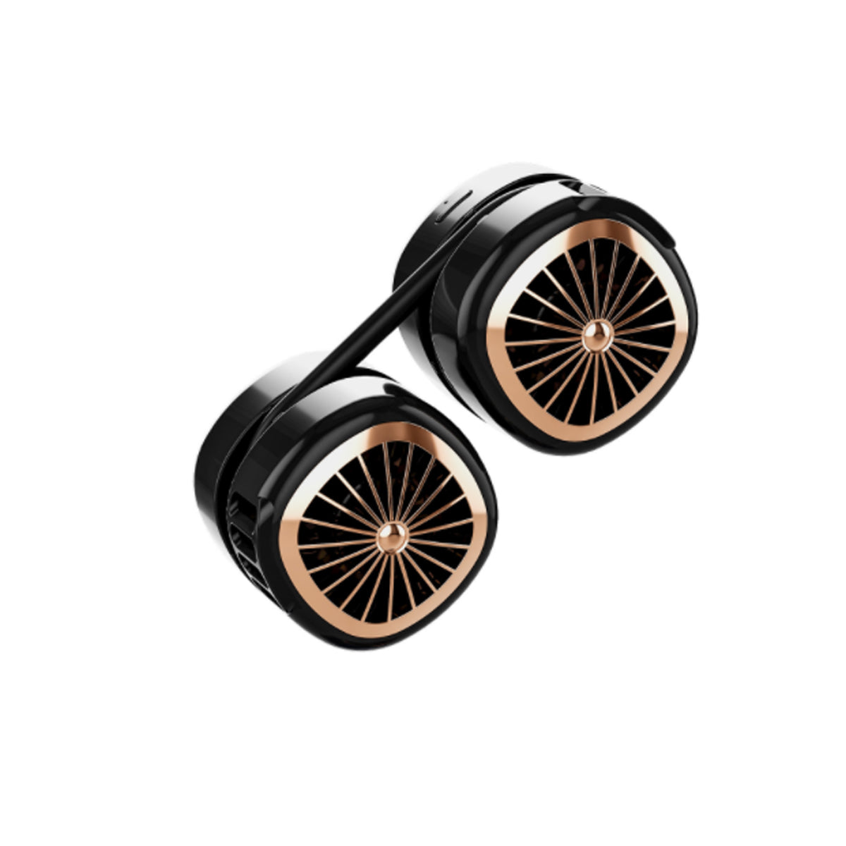 a pair of black and gold headphones