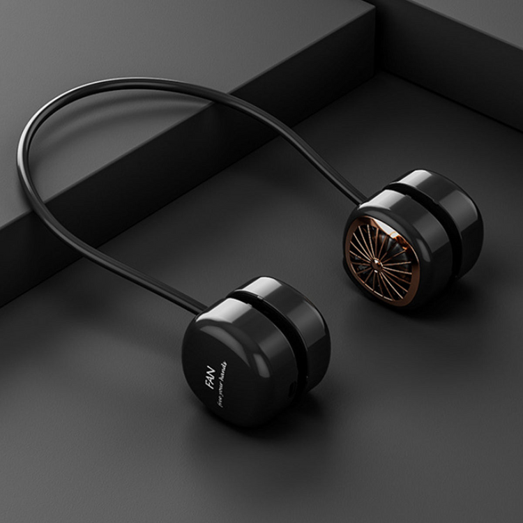 a black headphones with a gold design