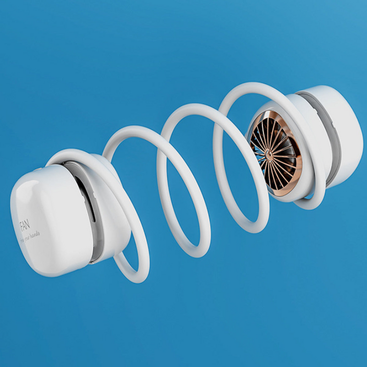 a white fan with a spiral