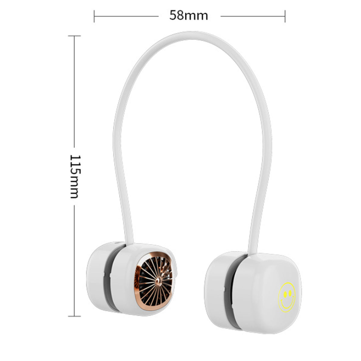 a white headphones with a yellow circle and a yellow circle on it