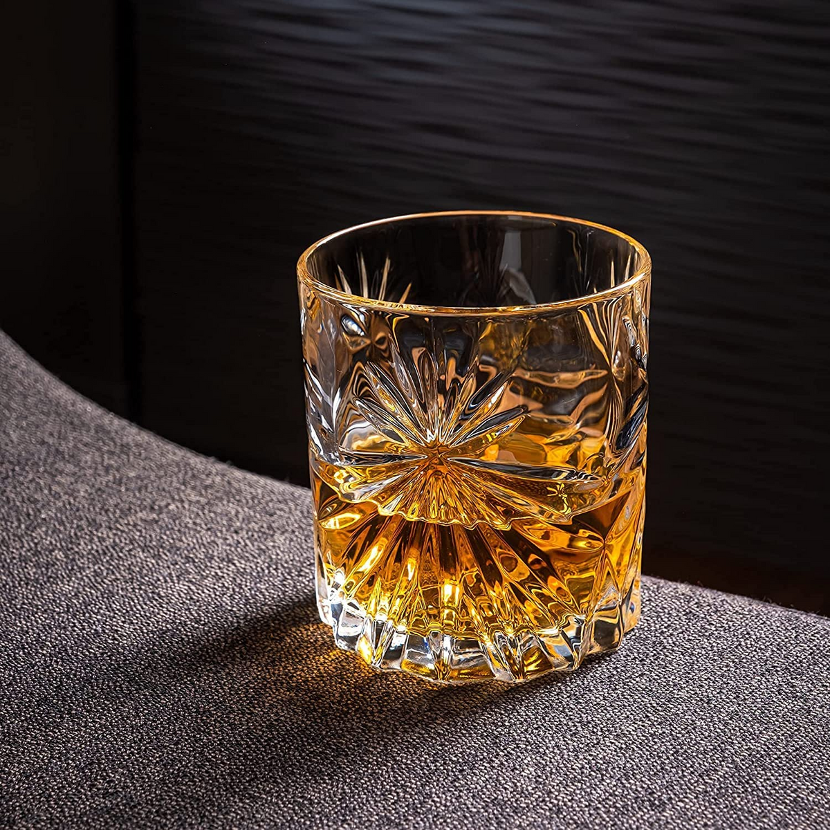 a glass of amber liquid