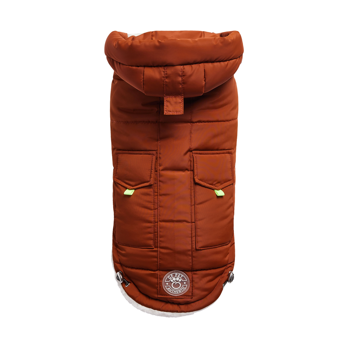 a brown coat with pockets