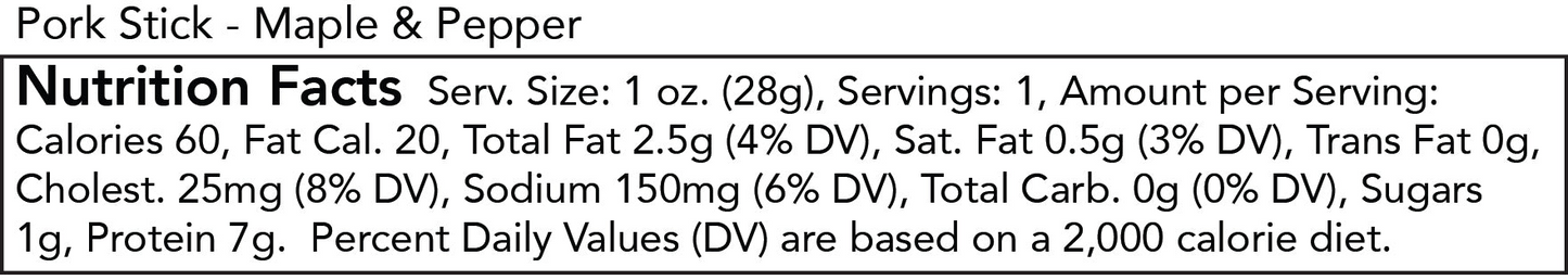 Craft Pork Snack Sticks - One Case (20 sticks)