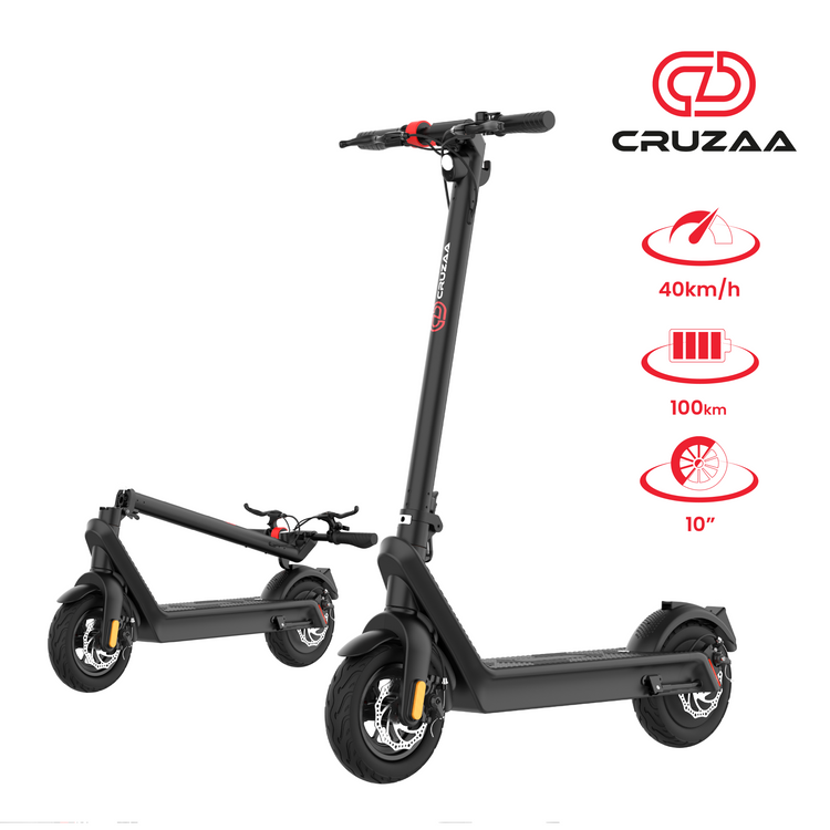 a black scooter with a handlebar
