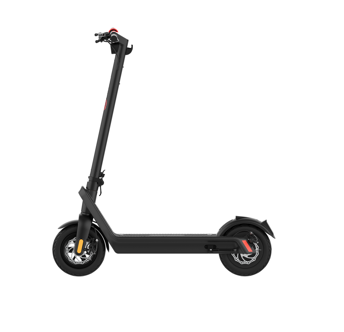 a black scooter with a long handle