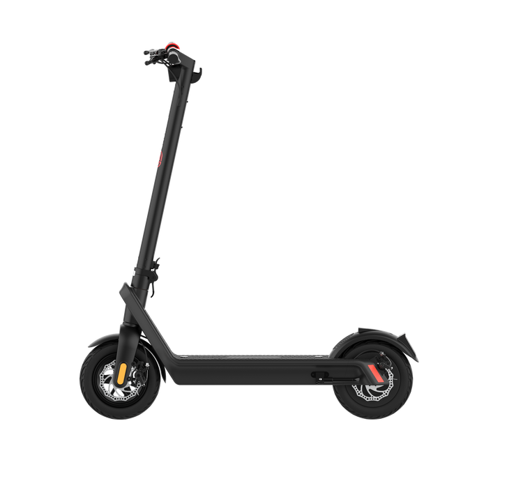 a black scooter with a long handle