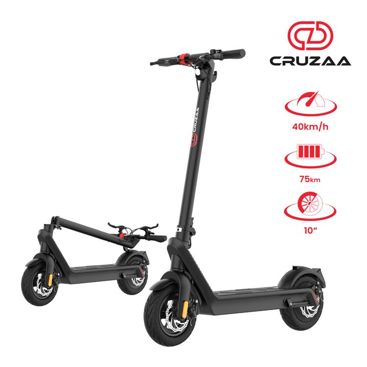 a black scooter with a handlebar