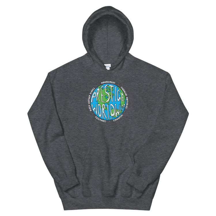 a grey sweatshirt with a logo on it