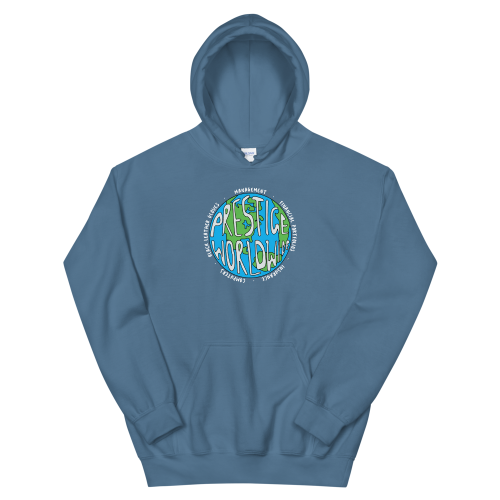 a blue sweatshirt with a logo on it