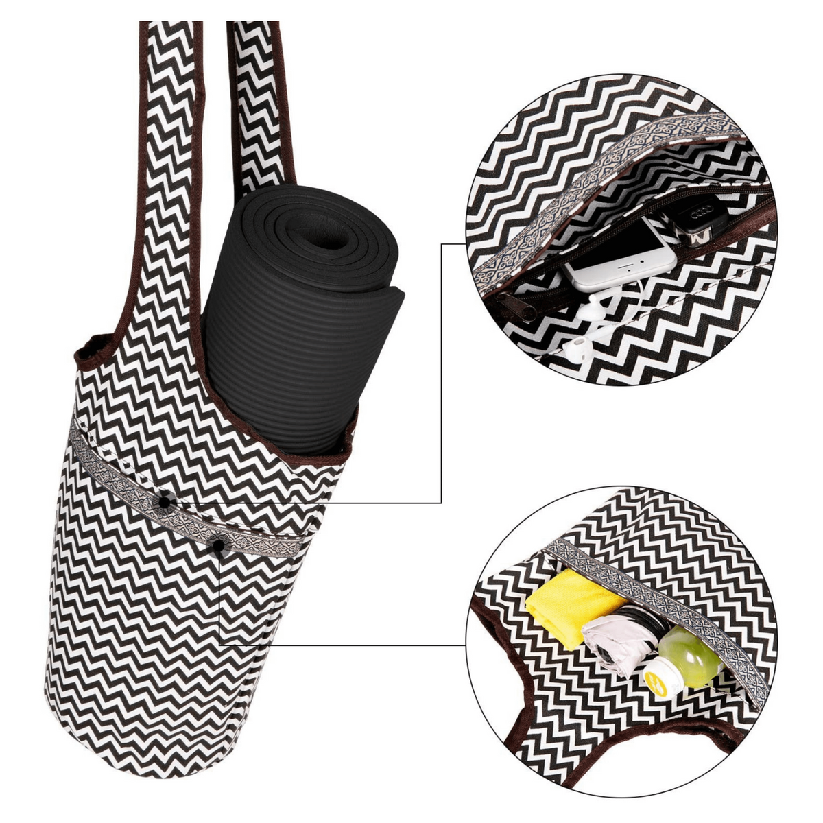 a bag with a rolled up mat inside