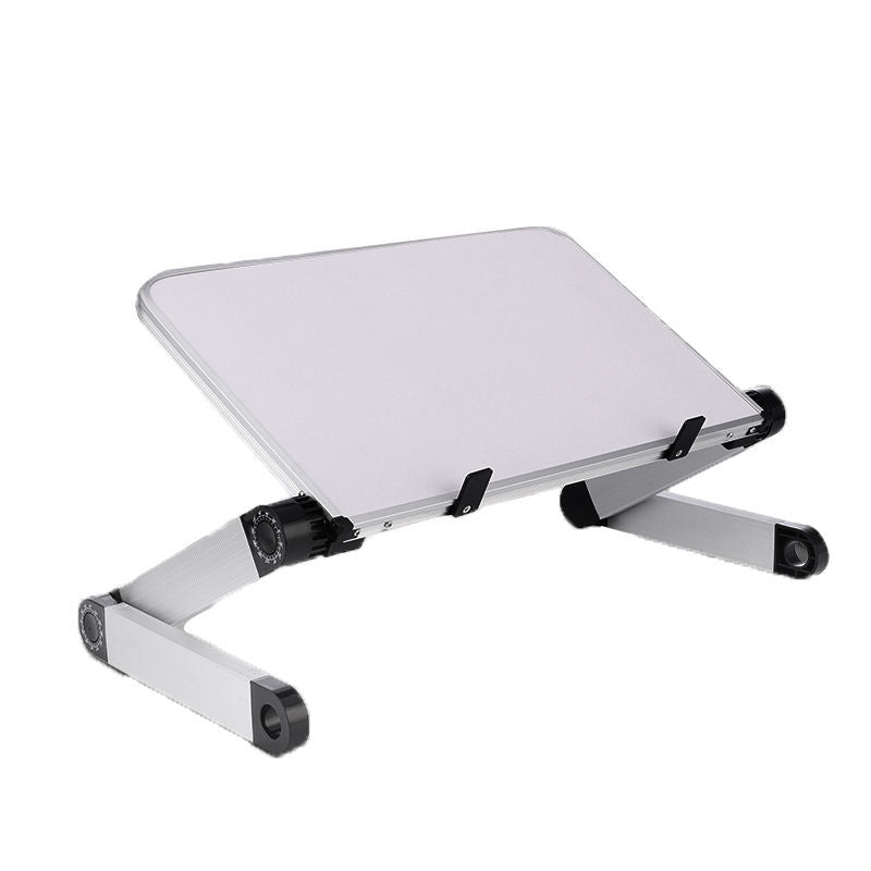 a white laptop stand with black legs