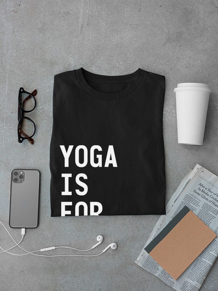 a black shirt with white text on it and a phone and glasses
