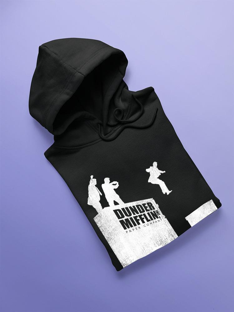 a black hoodie with white characters on it