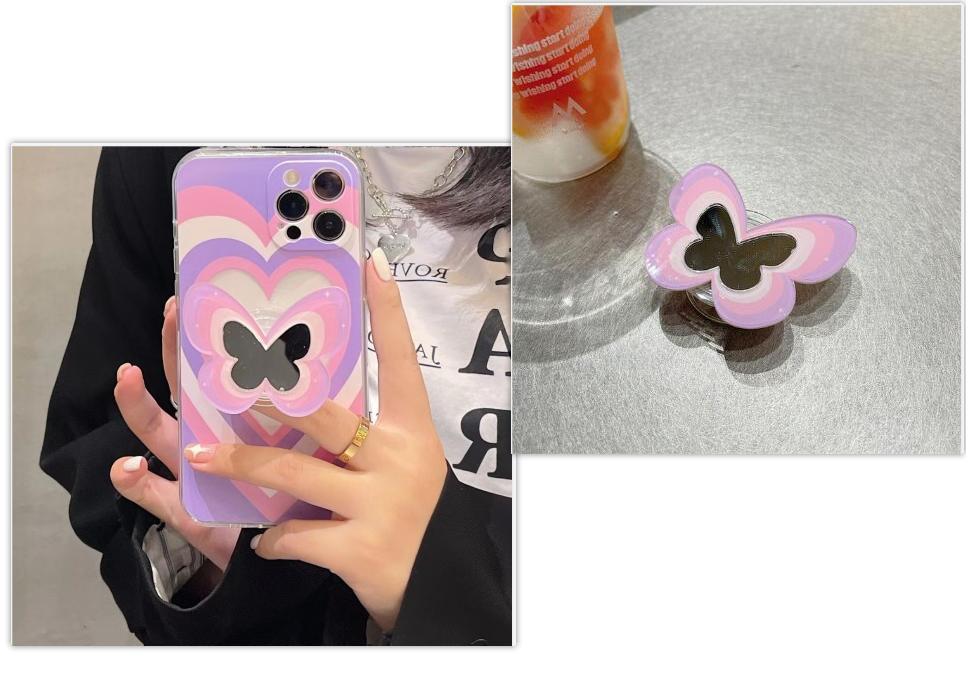 Color Butterfly Stand Silicone Phone Case