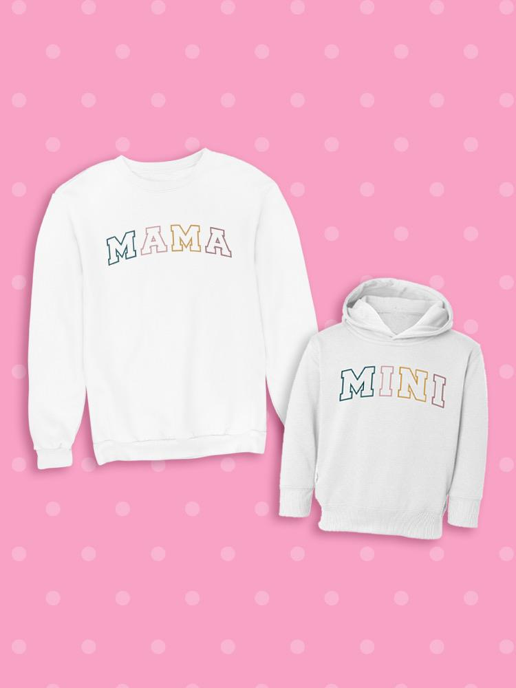 a couple of white sweatshirts with words on them