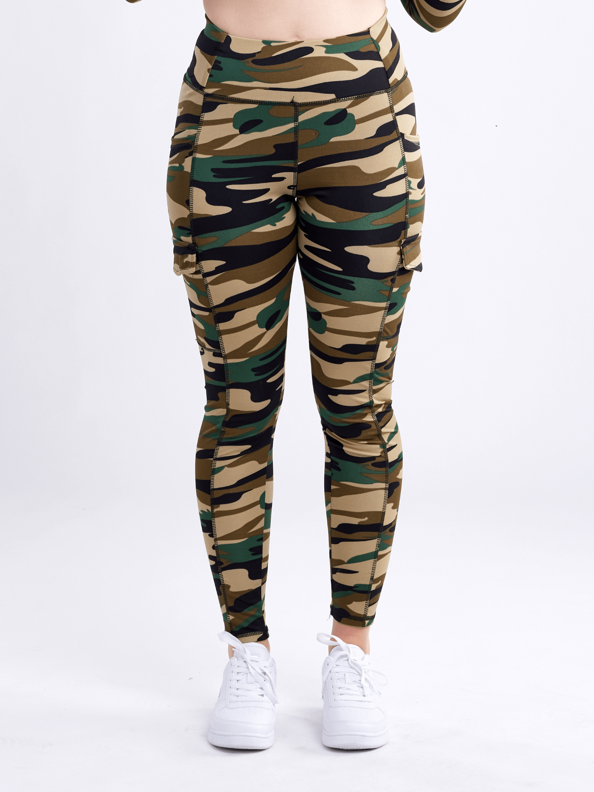 a person wearing camouflage pants