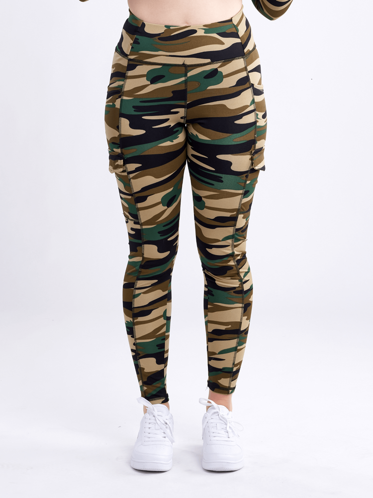 a person wearing camouflage pants