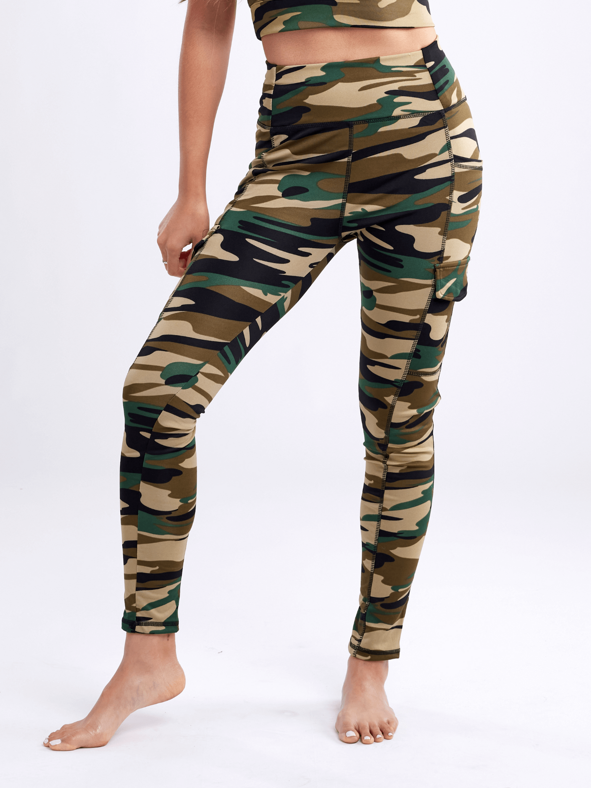 a person wearing camouflage pants