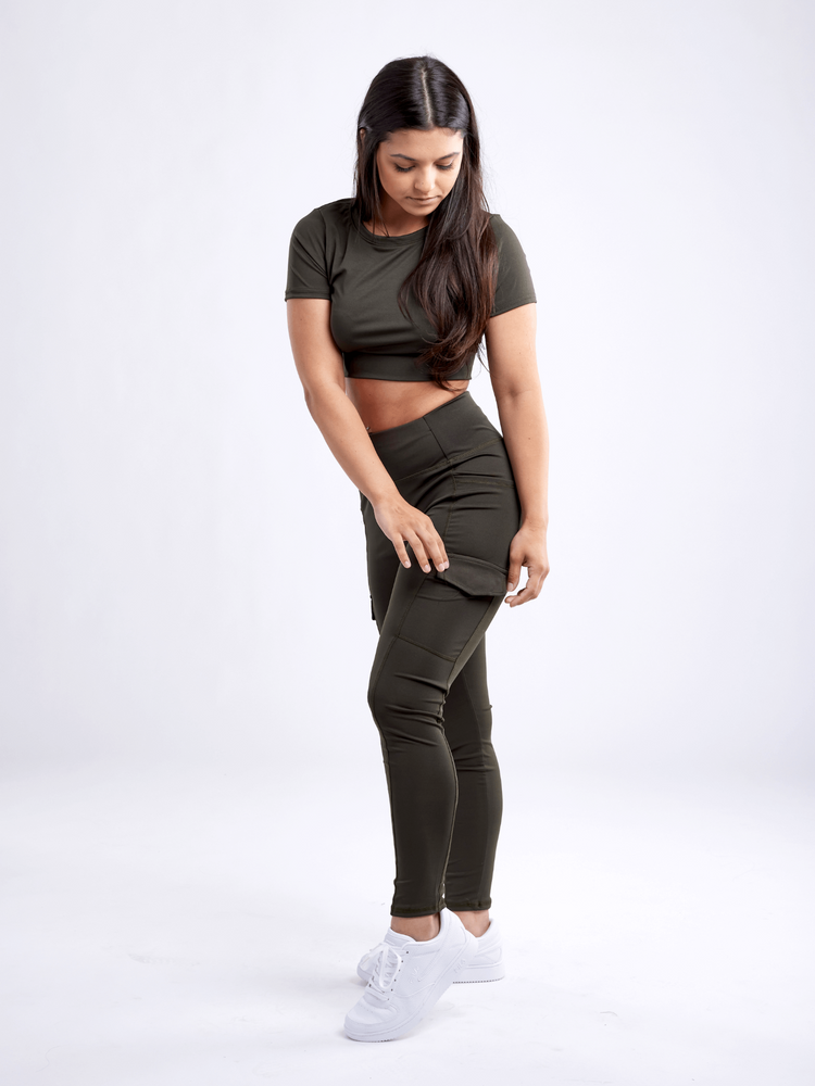 a woman in a black outfit