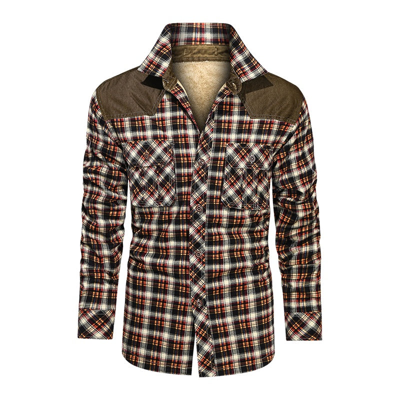 a long sleeved plaid shirt