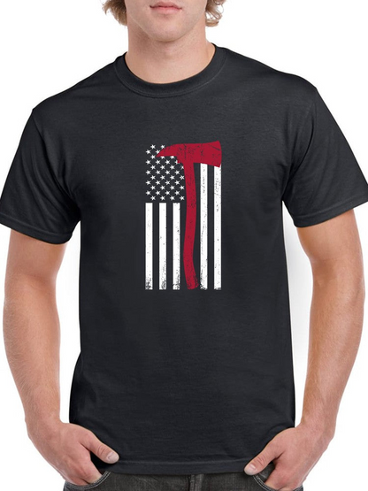 U.S. Flag With Red Ax Grunge Men's T-Shirt