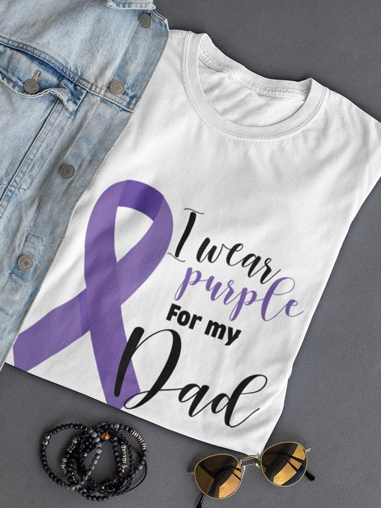 a white shirt with purple ribbon on it