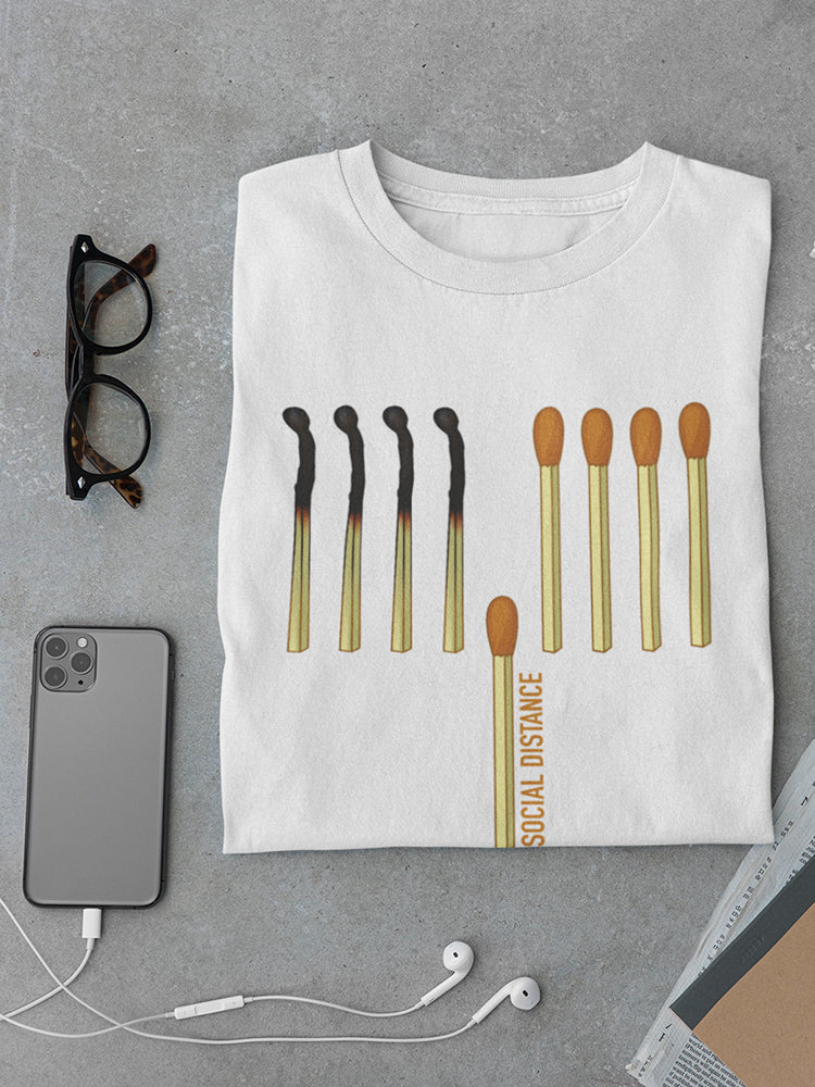 a t-shirt with matches and a phone and glasses