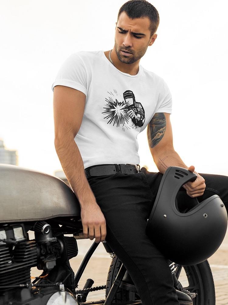 a man sitting on a motorcycle