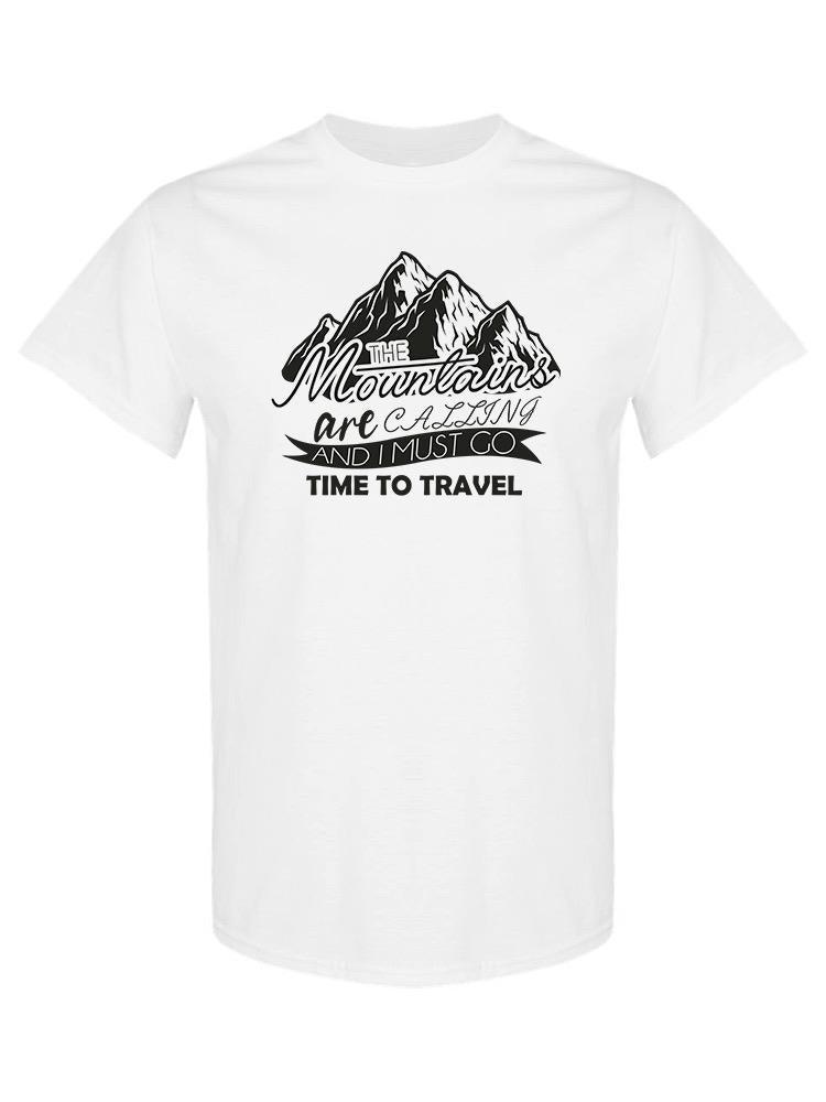 a white t-shirt with a mountain logo