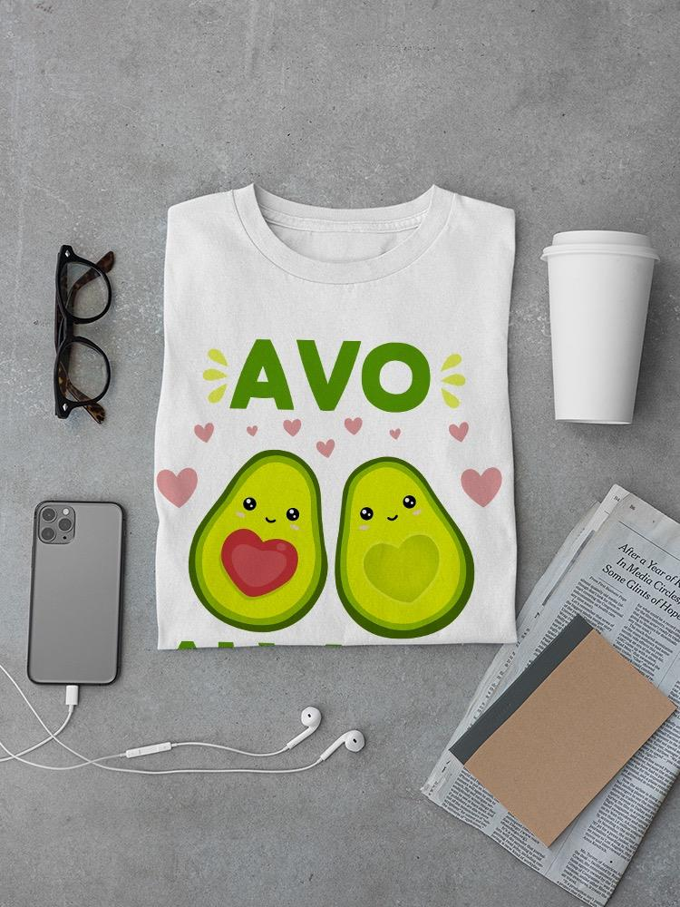 a shirt with avocados and a phone and glasses