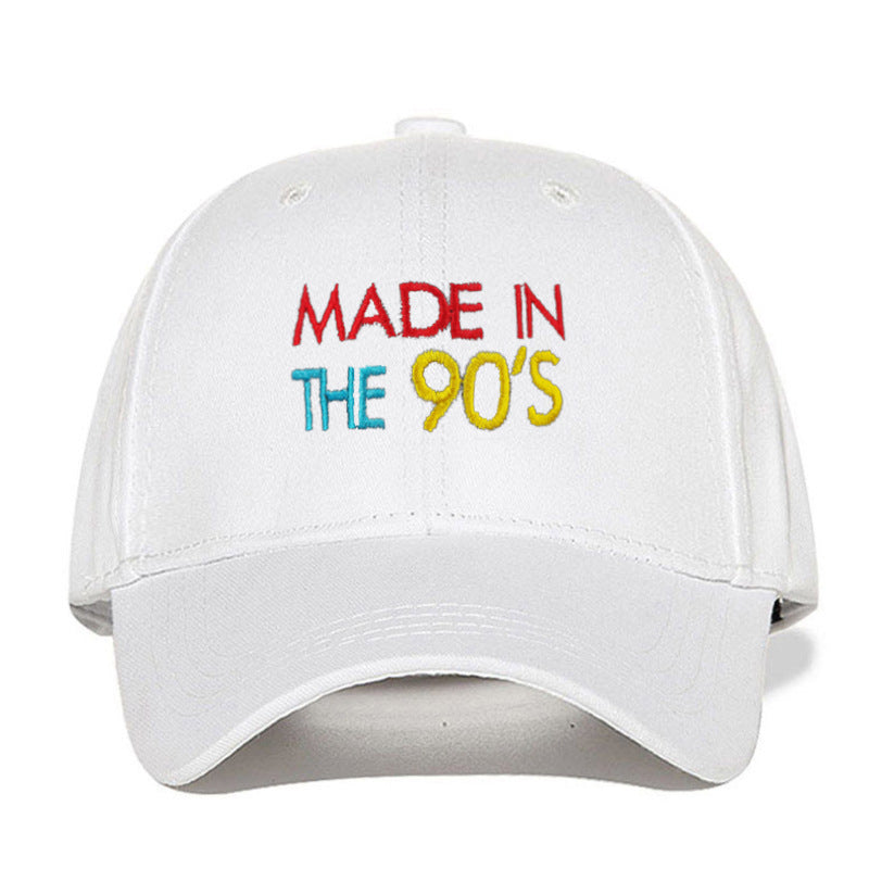 a white hat with text on it
