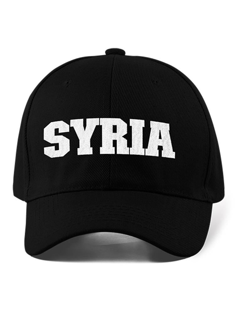 a black hat with white text