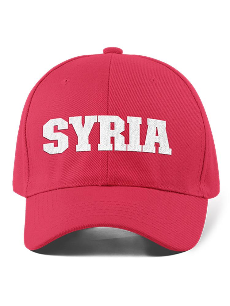 a red hat with white text