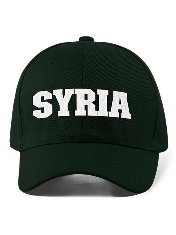 a black hat with white text