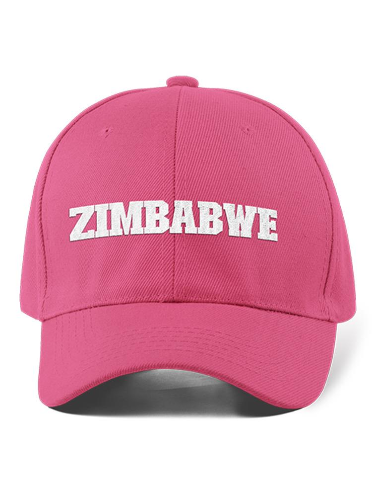 a pink hat with white text