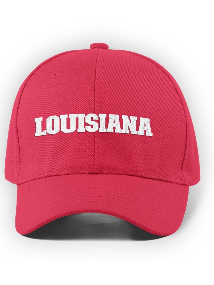 a red hat with white text
