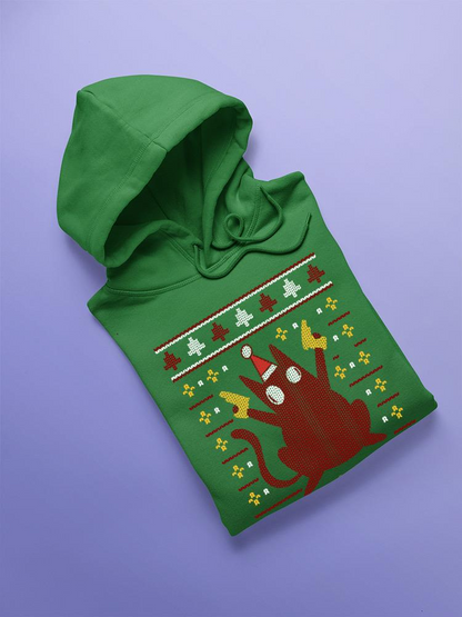 Funny Christmas Kitten Hoodie -SmartPrintsInk Designs