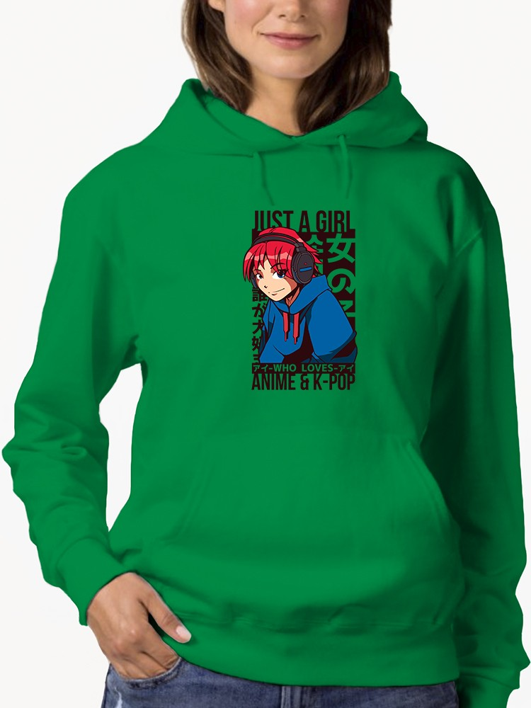 a person wearing a green hoodie
