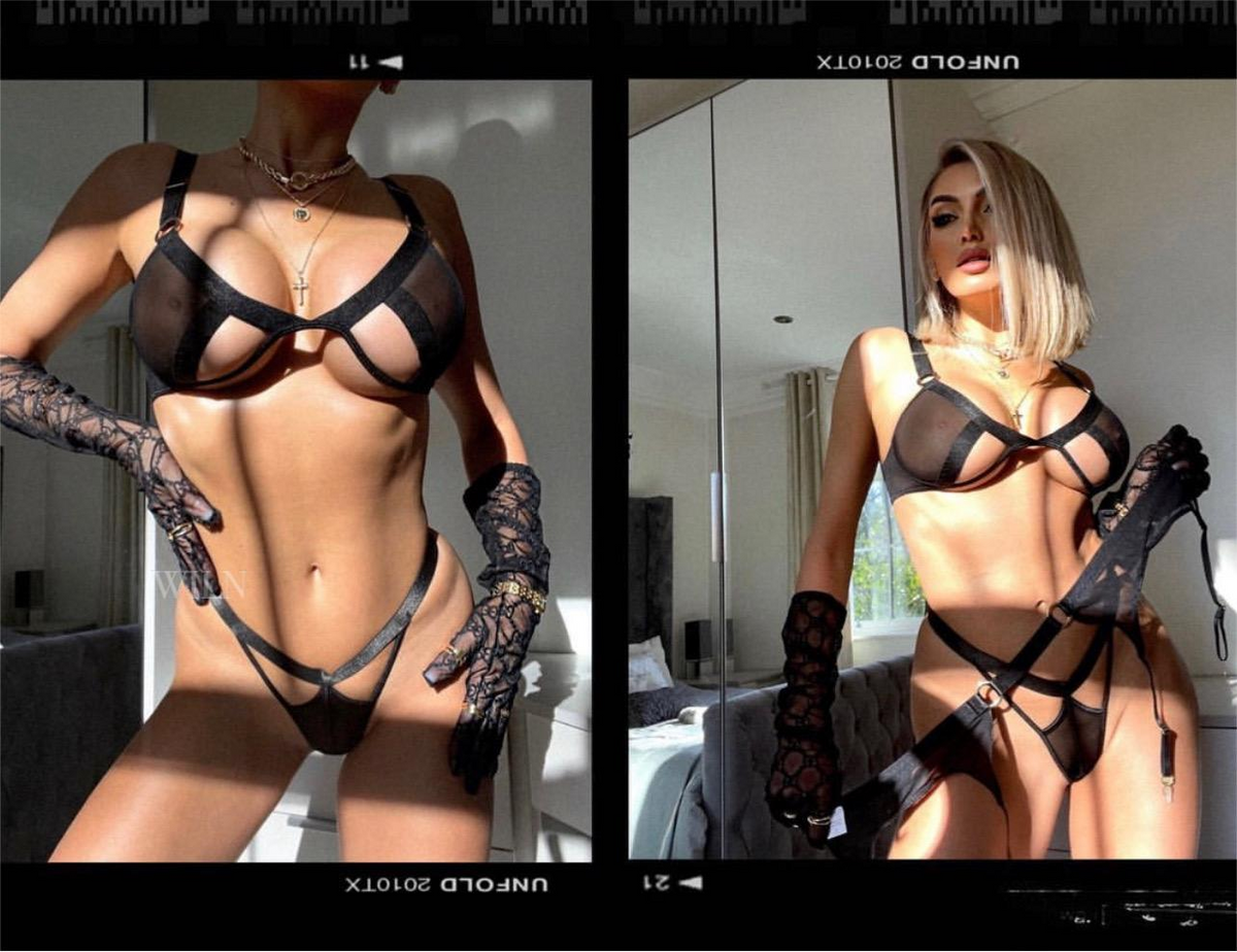 a collage of a woman in lingerie
