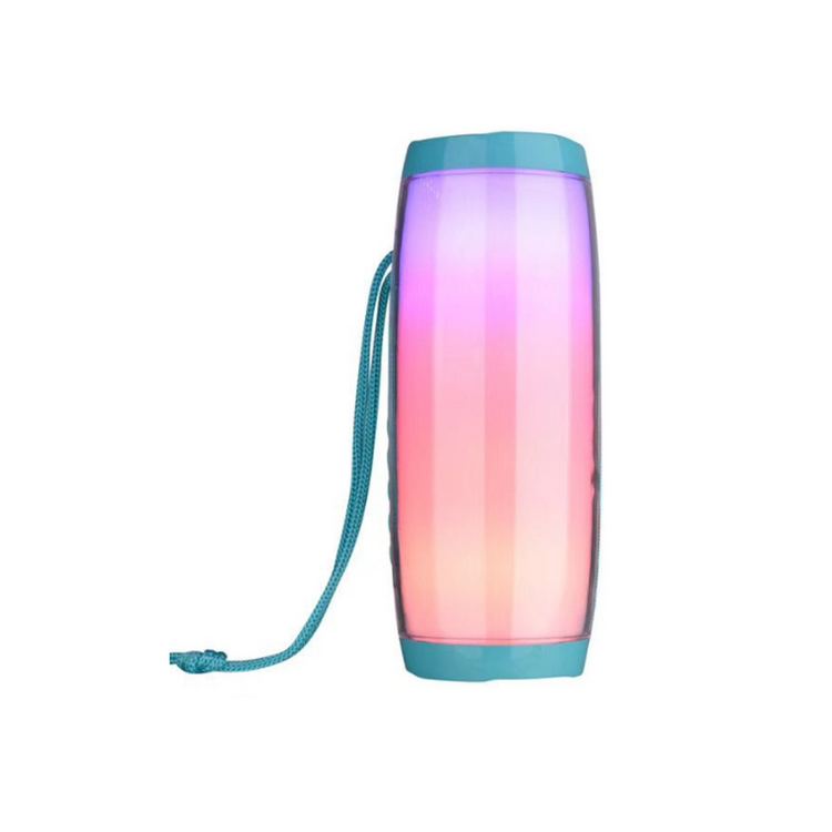 a blue and pink light up speaker