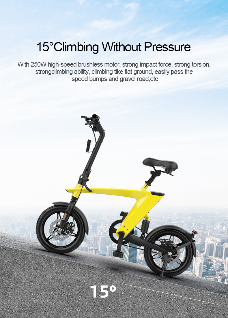 a yellow bike on a ledge